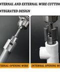 4 In 1 Water Pipe Threader Wrench For 1/2 And 3/4 Inch Pvc Pipes Tapping Tool showing internal and external cutting design.