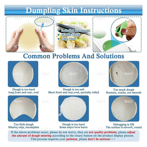 Hella Fast Automatic Dumpling Skin Maker Whips Up Ravioli Sheets And Pasta Dough Presser At Sixty Pieces Per Minute instructional guide on common dough issues.