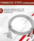 Stainless steel lift cables from Heavy Duty Trailer Ramp Door Spring Kit TSAP780 For 7Ft Enclosed Cargo Trailers.