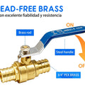 3/4 Inch Brass PEX Ball Valve Set Full Port Quarter Turn Shutoff Hot And Cold Water Supply Red Blue Handles Lead Free Brass Ten Pack