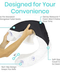Hands holding 2 Inch Toilet Seat Riser For Seniors With Universal Fit, Raised Toilet Seat Cushion Made From High Density Foam