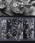 Watch Case Clamp Adapter Kit 240 Pcs For 2824 2836 2846 Movements with screws and washers, clear storage box