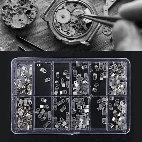 Watch Case Clamp Adapter Kit 240 Pcs For 2824 2836 2846 Movements with screws and washers, clear storage box