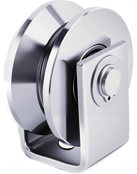 Heavy Duty Pulley Block With Bracket For Rope 2 Inch 304 Stainless Steel Sliding Gate Caster System With V Groove Rollers