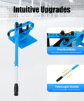 Heavy Duty Manual Pipe Bender With Seven Dies Ranging From One To Three Inches For Bending Metal Rods and Steel Tubes At Home Or In The Garage With A Sturdy Forty Four Inch Handle for Easy and Precise Tubing Work, featuring practical bolts.