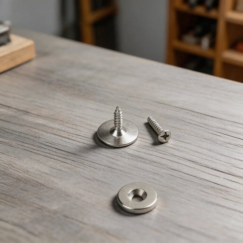 Components of Magnetic Cabinet Door Catch With 15 Lbs Magnetic Hold Heavy Duty Stainless Steel Drawer Latch on table