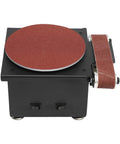 Versatile Mini Belt Disc Sander With 6-Inch Sanding Wheel And Small Grinder For Wood Metal Working, top view of compact sander.