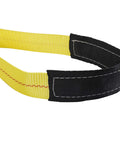 Close-up of Two Pack 6 Foot by 2 Inch Lift Sling Straps showing heavy duty polyester webbing and stitching, UV resistant