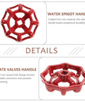 Two Pack Iron Valve Hand Wheels With 6mm By 6mm Square Hole, sturdy red iron handles for gate and stop valves display