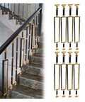 Adjustable Black Stair Railing Spindles Built Like A Tank For No Fuss Mounting Square Aluminum Baluster Posts on stylish staircase.