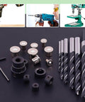 Pro Grade Woodworking Dowel And Tenon Center Drill Bit Set With Depth Stops And Pins 23 Piece Kit for Precise Wood Holes