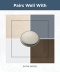 Brushed Nickel Cabinet Handles 5-1/16 Inch 128mm 10 Pack color compatibility chart with satin nickel finish in center