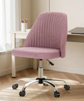 Comfy Vanity And Desk Chair With Wide Seating Armless Height Adjustable Rolling Swivel Task Chair With Wheels For Home Office Bedroom Dorm Students And Adults Blush in a home office setting
