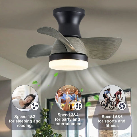 20 Inch Mini Ceiling Fan With Light Remote Quiet Flush Mount 3 Reversible Blades Tiny But Mighty Industrial Style