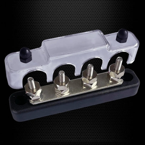 Heavy Duty Nickel Plated Brass Bus Bar With Heat Resistant Lid And M5 Studs Zero Sweat Wire Routing For Car Audio Marine Amp Power Junction Block Setup Black Finish