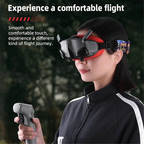 Person wearing goggles with Sweat Proof Silicone Eye Pad For DJI Avata Goggles 2, enjoying comfortable flight experience.