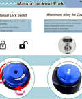 Manual lockout fork controls for Fat Tire Bike Fork With Air Suspension Fits 20 Or 26 Inch 190mm Travel 135mm Hub Spacing