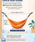 Cozy One Person Hanging Chair Hammock For Full Body Chill, 330 Lb Capacity, Weather Safe, Ultra Soft, Hang Anywhere, size guide
