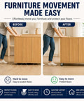 Before and after using mini fixed caster wheels set for small furniture and appliances low profile non swivel rubber casters view