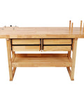 60 Inch Rubberwood Workbench with 4 Drawers, beefy 330 lbs capacity, durable steel frame, smooth sliding drawers, reinforced top