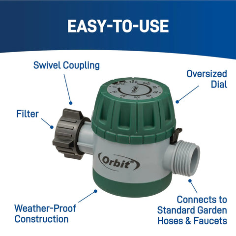 Mechanical Water Timer For Lawn And Garden No Battery Needed Clockwork Hose Faucet Timer with adjustable dial and connectors