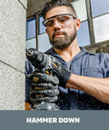 Man using Power Share 20V Cordless Hammer Drill With Brushless Motor And Half Inch Chuck Beastly Build For Tough Jobs.