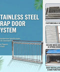 Stainless Steel Pigeon Trap With One Way Entry Gate And Lockable Mesh Door system next to product features description
