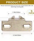 Pro Grade Three Pack Cabinet Hinge Mounting Plates Built For 1 5/8 Inch Overlay Doors, showing dimensions and details.