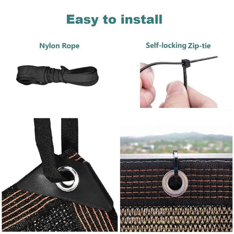 Fence Privacy Screen for Balcony and Patio Shade Cloth 3 Feet 3 Inches by 9 Feet 9 Inches, grommet with nylon rope detail
