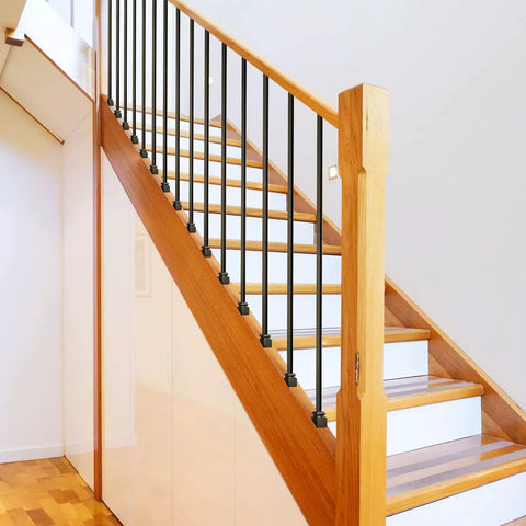 24 Pack Iron Baluster Shoes For One Half Inch Square Railings, Flat Stair Shoes With Screws, Wrought Iron Balusters, Satin Black Finish