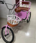 Pink 3 Wheel Pedal Tricycle With Back Seat And Safety Belt Front Caliper Brake Outdoor Bike With Pneumatic Tire And Spoke Wheels