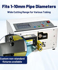 Close-up of Sciolix Automatic Heat Shrink Tube Cutter Machine With Digital Length Setting, fits 1-10mm pipe diameters.