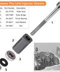 Pro Grade Injector Sleeve Cup Remover and Installer Kit for Caterpillar CAT Engines 3406E components labeled