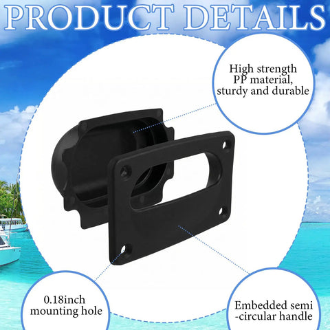 Marine Flush Pull Hatch Handle With Mount Screws, Black Recessed Square Boat Deck Hatch Lift For Hatches And Compartments