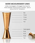 Japanese Style Jigger With Ten Measurement Markings Stainless Steel Bar Tool For Precise Mess Free Pours Sleek Modern Design For Home Mixology And Pro Level Bartending, gold finish with 1 oz to 2 oz lines
