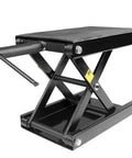 Center Scissor Lift Motorcycle Floor Jack With Wheel Cart Dolly Table Stand 1100 Lbs Capacity Built For Street Bikes And Cruisers