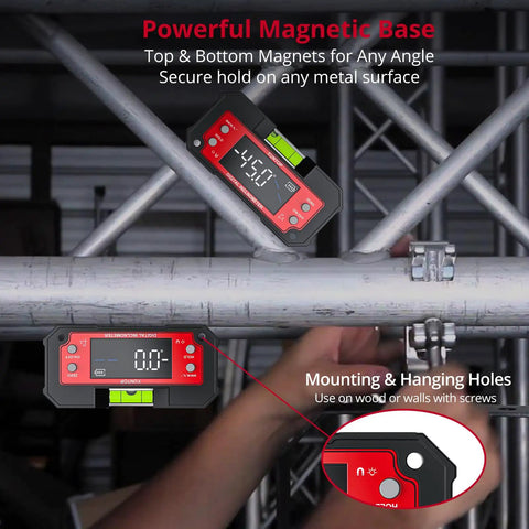 Dual Axis Digital Angle Finder With Magnetic Base For Woodworking And Table Saw Setup Pro Grade Inclinometer on metal pipe
