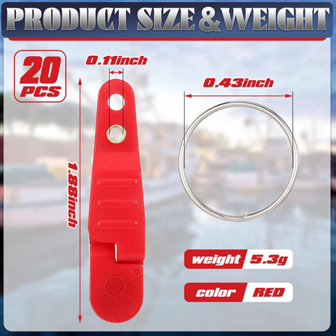 Amazon Honoson 20-pack red heavy tension snap release clips with key rings for trolling and downrigger fishing