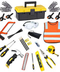 Kids Real Tools Set 30 Piece Builders Kit with tool box, hammer, goggles, gloves, screwdrivers, clamps for DIY learning
