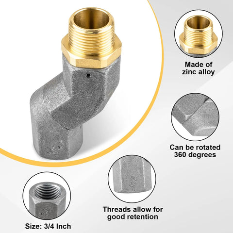 Two Pack Three Quarter Inch Fuel Hose Swivel 360 Degree With NPT Fitting For Fuel Transfer Pumps And Nozzles Connector For Fuel Hose Automotive Refueling Multi Plane, zinc alloy, 3/4 inch