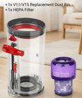 Replacement Dust Bin And HEPA Filter Kit For V11 And V15 Series Vacuum Cleaners SV14 SV15 SV22 Fixes Broken Latch Restores Suction