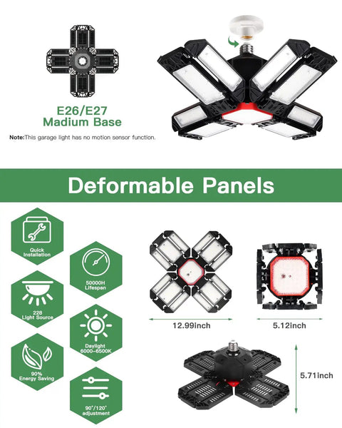 324 LED Red Light Therapy Lamp With 660nm Infrared, Adjustable Height, Deformable Panels for Face and Neck, E26/E27 Base