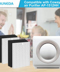 Two Pack HEPA Replacement Filters With Odor Pre-Filters For AP 1512HH Air Purifier shown next to AP-1512HH unit in a home setting