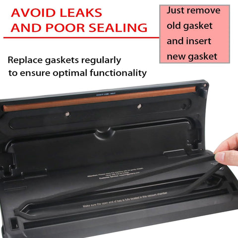 4-pack foam replacement gaskets for Precision Vacuum Sealer VS-2690; shown being installed in a vacuum sealer