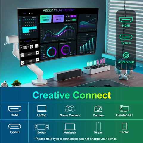 27 Inch Curved Monitor With Built In Speakers USB Type C 120Hz Refresh Rate 1ms MPRT FHD 1080p HDR And Over One Hundred Ten Percent SRGB VESA Compatible