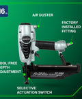 Finish Nailer With Air Duster For Molding And Cabinetry, Lightweight 3.7 Lb 16 Gauge Pneumatic Nail Gun, Performs One Inch To Two And A Half Inch Nails, NT65M2S, Ideal For Molding, Chair Rail And Trim Work, Go To Pro Grade Finishes