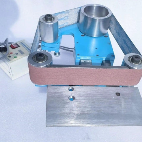 Top Tier Heavy Duty Bench Polisher 1100W Variable Speed Grinder And Belt Sander Station with sanding belt and steel base.