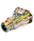 Cool Fist Style Gear Shift Knob With Resin Mixed Pattern For Manual Cars Easy Grip Street Graffiti Design Upgrade Shifter Handle No Mod Needed, angled view