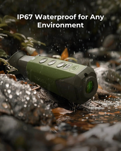 Thermal Imaging Monocular For Night Hunting With 256x192 IR, 50Hz Refresh, 13mm Lens, 5000mAh Battery, IP67 Waterproof, Wireless Connection in waterproof setting