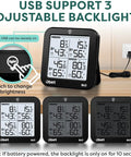 Indoor Outdoor Thermometer Wireless Weather Station With 3 Sensors, Digital Hygrometer Remote Temperature Humidity Monitor with USB backlit display.